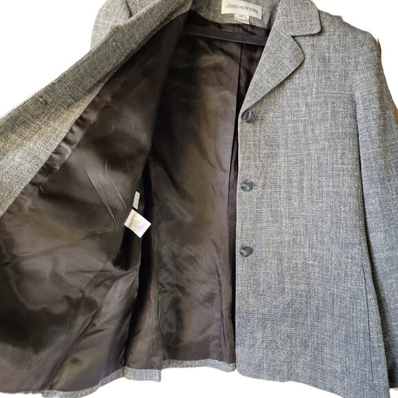 Jones New York Black and White Houndstooth Fully Lined Blazer Size 12 - Picture 6 of 9